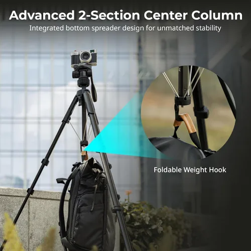Vista 2 de SmallRig Soporte de trípode para cámara de 71" AP-21, trípode de viaje para iPhone y cámara para Canon para Nikon con soporte para teléfono y bolsa