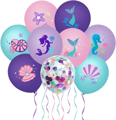 Vista 25 de 7 globos de sirena con números para fiesta de cumpleaños de 1, 2, 3, suministros de decoración de cola de sirena para niñas (número 0)