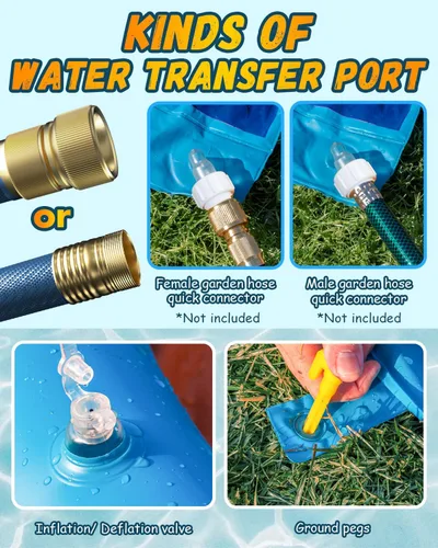 Vista 5 de Spring Water Tobogán de agua y deslizador de agua de 22 pies para niños y adultos, juguetes acuáticos de verano al aire libre con rociador, 2 tablas