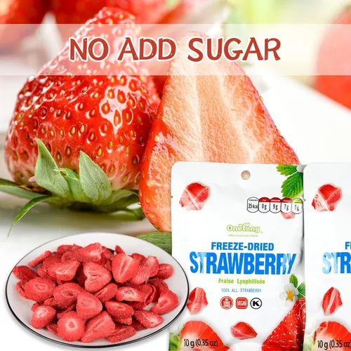 Vista 3 de ONETANG Fresa de frutas liofilizadas, paquete de 10 unidades, sin OMG, Kosher, sin azúcar añadida, sin gluten, vegano, regalos de día festivo