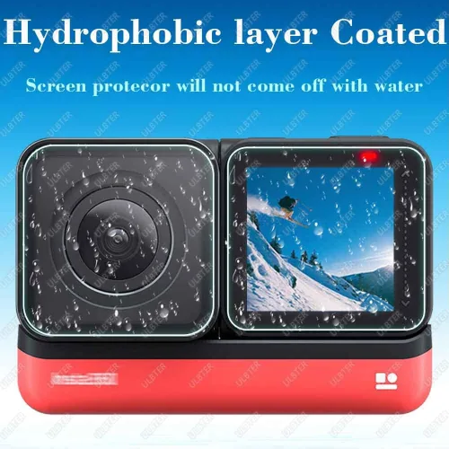 Vista 6 de ULBTER Protector de pantalla para Insta360 ONE RS/ONE R, 2 juegos de protectores de pantalla para LCD + lente gran angular 4K, cubierta de vidrio