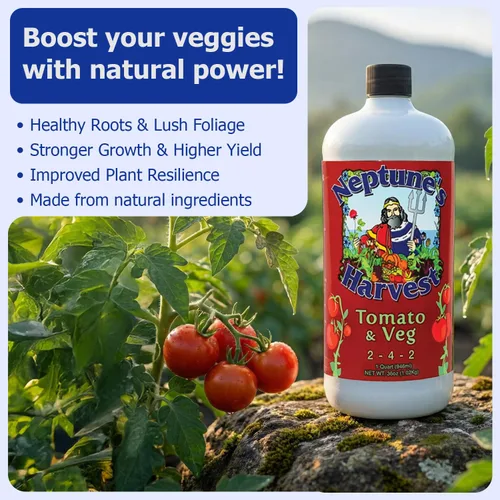 Vista 5 de Neptune's Harvest Fertilizante de fórmula de tomate y verduras TV136, 36 oz (Тwo Рack)