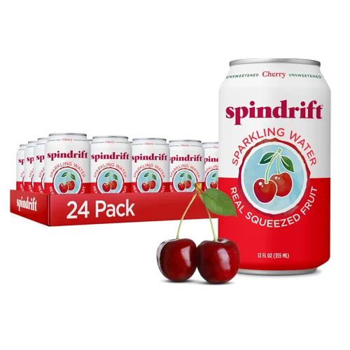 Vista 27 de Spindrift Agua con gas, sabor a bayas Belli, hecha con fruta exprimida real, latas de 12 onzas líquidas, paquete de 24 (solo 13 calorías por lata)