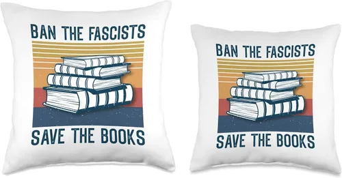 Vista 3 de Ban Fascists Save The Books Worm Nerd Funny Book Lover Throw Pillow