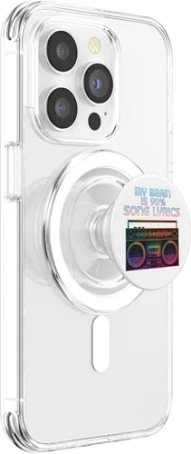 Vista 3 de My Brain is 90% Letra de canción Retro Boombox Funny Music Lover PopSockets MagSafe PopGrip para iPhone