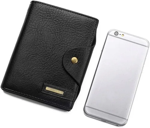 Vista 2 de JHHDP - Cartera de cuero para hombres, cartera, tarjetero delgado para tarjetas de crédito, cartera delgada con bolsillo frontal, cartera