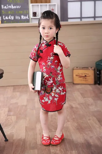 Vista 9 de Vestido de bebé para niñas, de Año Nuevo, Qipao, vintage, china, cheongsam, disfraz de princesa, ropa de algodón