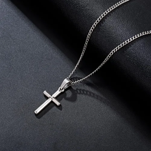 Vista 5 de murtoo Collar de cruz para hombre, collar con colgante de cruz de acero inoxidable, collar de cadena de cruz de 16 a 26 pulgadas para niños, hombres