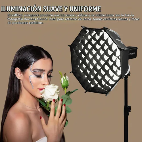Vista 2 de AMBITFUL Mini Softbox de 11.8"/30cm de Liberación Rápida y Plegable con Montura Bowens y Soporte para Speedlight, Compatible con Luz de Video LED