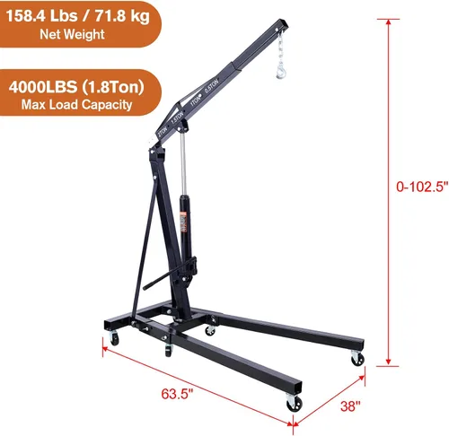 Vista 6 de Alzamiento de motor de recogedor de cerezas, soporte de motor plegable resistente con 6 ruedas giratorias de hierro, elevador de grúa de motor Negro