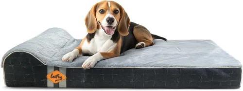 Vista 25 de Laifug Cama ortopédica de espuma viscoelástica para perros con forro duradero a prueba de agua y funda extraíble lavable (grande