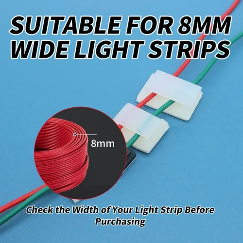 Vista 3 de 80 clips de montaje de tiras de luz LED para pared, soportes autoadhesivos, sujetadores para tiras de luz de 0.315 pulgadas de ancho, soporte