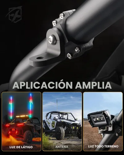 Vista 5 de Xprite Soporte de Montaje para Luz de Látigo, Soporte de Montaje de Látigo y Bandera UTV, Aluminio CNC Resistente Ajustable 360° para Barra