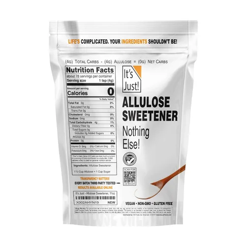 Vista 2 de It's Just - Allulosa, sustituto del azúcar, edulcorante apto para keto, sin glicemia, sin OMG (311.8 g)