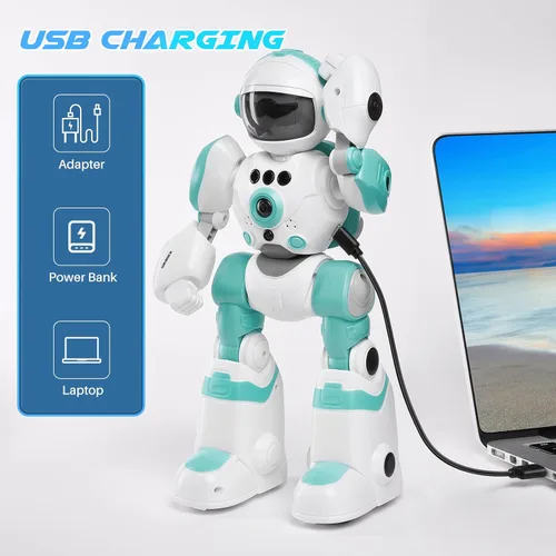Vista 7 de SIMREX Juguetes Robot para Niños, Robot de Control Remoto, Robot Programable con Voz Grabada Música Danza Control de Gestos, Regalo para Niños