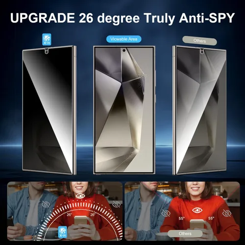 Vista 4 de X-it Protector de pantalla para Samsung Galaxy S23 Ultra/S22 Ultra, privacidad [alineación automática/eliminación de polvo], sin burbujas