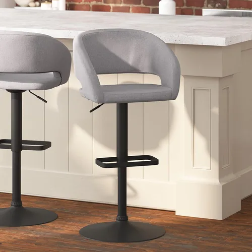 Vista 15 de Taylor & Logan Jenna Taburete giratorio ajustable 360 con base negra en vinilo negro