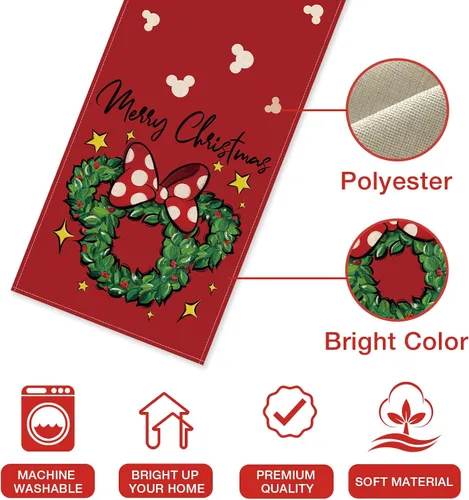 Vista 3 de Seliem Corona Navideña con Guirnalda de Mesa, Arco de Puntitos Rojos de Navidad, Decoración de Mesa de Cocina y Comedor, Decoración Navideña