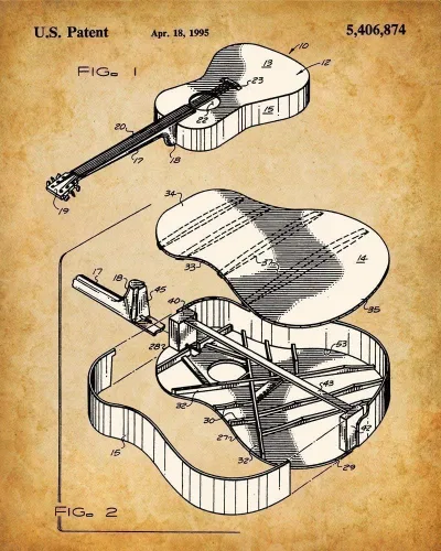 Vista 4 de Juego de cuatro fotos (8 x 10) pósteres de guitarra acústica, imágenes de pared de guitarra, gran póster de regalo para guitarristas, músicos, salas