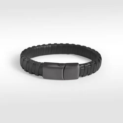 Vista 3 de Alor Pulsera de Cuero Envuelto - Pulsera de Cuero y Acero Inoxidable para Hombre - Brazaletes para Hombre - Joyería para Hombre