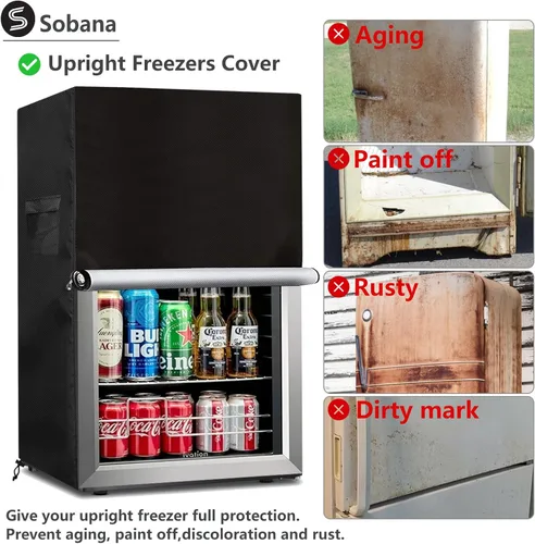 Vista 5 de Cubierta vertical para congelador, funda impermeable para refrigerador al aire libre con doble cremallera para mini congelador compacto 3.0 cúbicos
