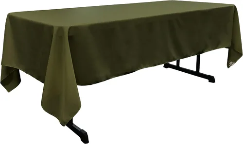 Vista 223 de LA Linen Mantel rectangular lavable de popelín de poliéster, resistente a las manchas y a las arrugas, cubierta de mesa 60x84, mantel de tela