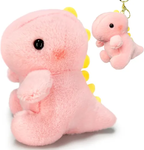 Vista 9 de Animales de peluche de dinosaurio para niñas y niños, mini llaveros de peluche para niños, juguete de peluche de dinosaurios, lindo animal