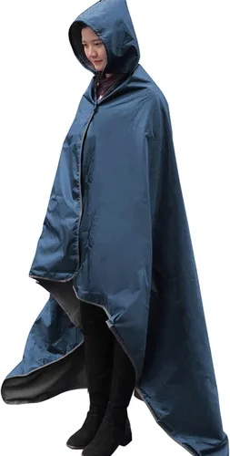 Vista 25 de DUKUSEEK Manta con capucha para exteriores, manta de camping impermeable, acolchada, forro polar grueso, cálida, resistente al viento, a prueba