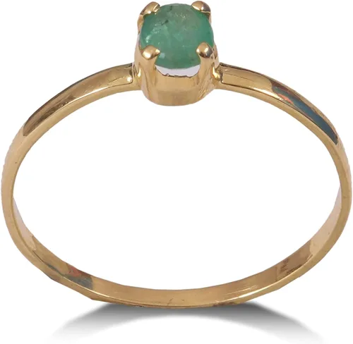 Vista 2 de Tienda Collection - Anillo de oro amarillo liso de 18 quilates para ella, Metal, Esmeralda
