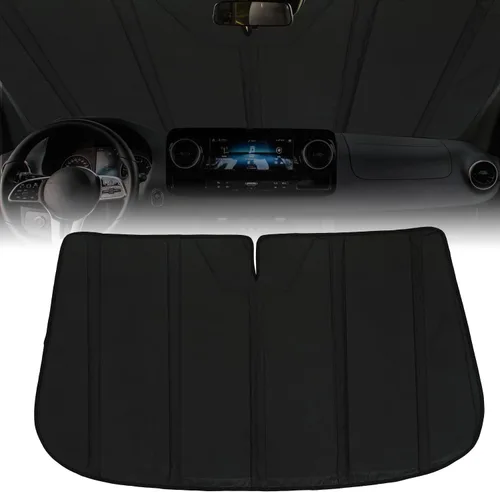 Vista 8 de ROCCS Parasol para parabrisas más grueso compatible con Mercedes Benz Sprinter Freightliner Cargo Crew 2007-2025, parasol plegable con diseño