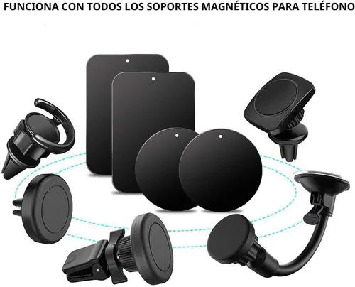 Vista 5 de GradCap Placa de metal para soporte magnético de teléfono, paquete de 4 discos universales de metal negro ultrafino con adhesivo 3M fuerte, kit