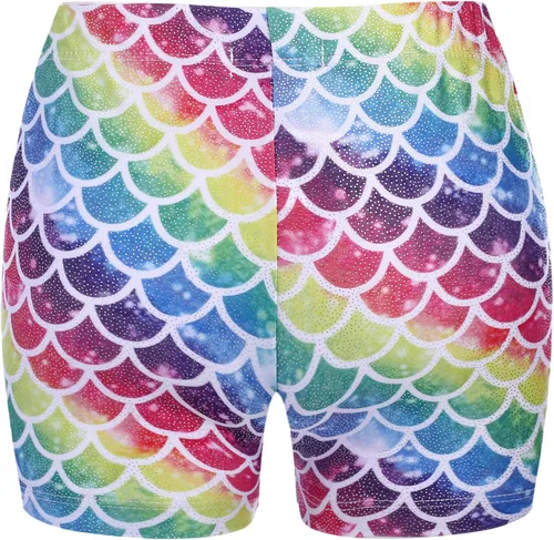 Vista 2 de Zaclotre Pantalones cortos de gimnasia para niños y niñas, bailarina, con brillo, pantalones cortos de gimnasia atlética
