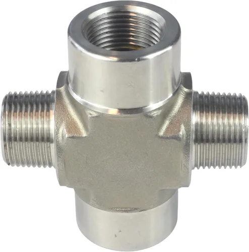 Vista 7 de HFS (R) 1/2" NPT rosca hembra tubería 4 vías cruz acero inoxidable 304 (1/2" hembra NPT)