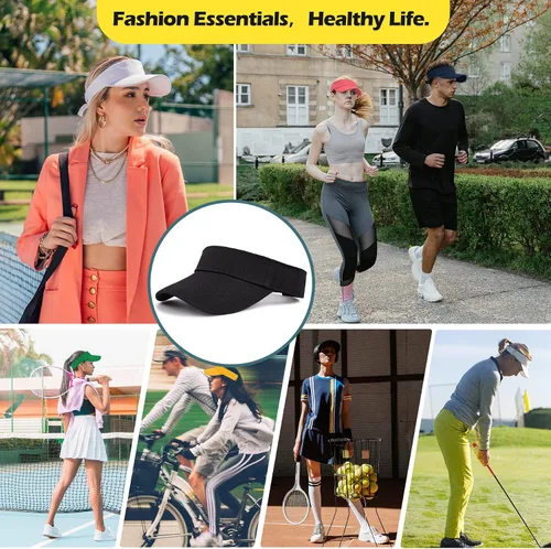 Vista 6 de Zando Sombreros de visera para mujer, de algodón, ajustables, viseras para el sol, para deportes al aire libre, unisex, para golf, tenis