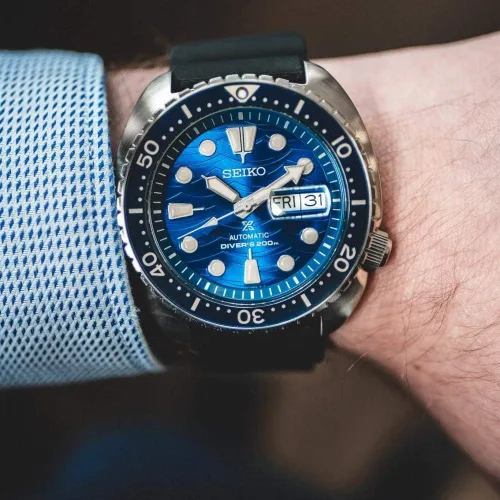 Vista 5 de Seiko Prospex SRPE07K1 Reloj analógico automático de silicona negro para hombre Azul