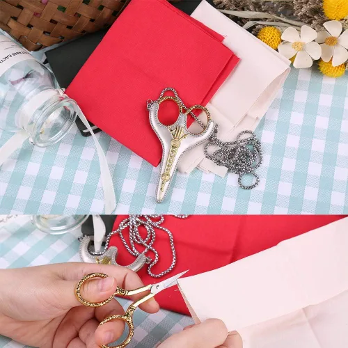 Vista 5 de BUTUZE Tijeras de bordado, exquisitas tijeras retro para coser, kit de costura de bordado de acero inoxidable para costura, corte, trabajo de arte
