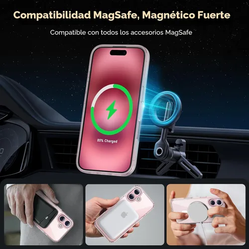 Vista 3 de Miracase - Funda magnética para teléfono 17 (compatible con MagSafe) con protector de pantalla de grado militar, funda mate translúcida antihuellas