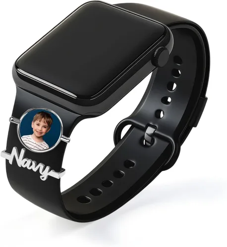 Vista 17 de ubmpj Dijes de banda de reloj personalizados para reloj inteligente, cerraduras de banda mágica personalizadas con nombre y foto para mujeres