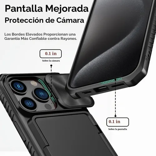 Vista 6 de BXYJY Funda tipo cartera para iPhone 15 Pro, tarjetero (4-5 tarjetas)