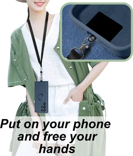 Vista 6 de Funda para iPhone 14 Pro Max, con soporte de anillo giratorio de 360° y correa de silicona líquida, delgada, antiarañazos, a prueba de golpes, funda
