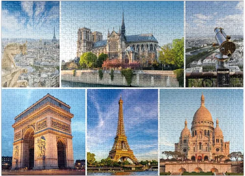 Vista 8 de MyPuzzle Paris - Notre Dame, Torre Eiffel y Sacre Coeur - Rompecabezas prémium de 100 piezas para adultos