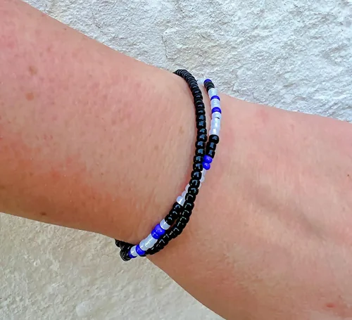 Vista 4 de Keep Him Safe Day And Night Morse Code Beaded Wrap Bracelet for Law Enforcement Mother, Unique Gift for Mom Wife Girlfriend Grandma Sister Best