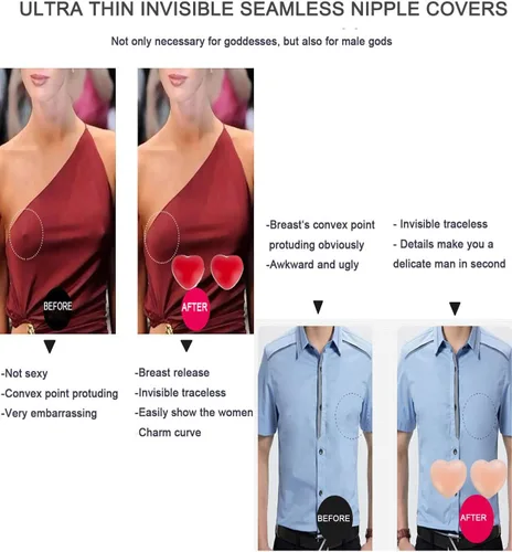 Vista 3 de Pasties - Calcomanías de silicona autoadhesivas para rave, diseño de corazón, pétalos de pecho, reutilizables, para mujeres, club, 2 pares