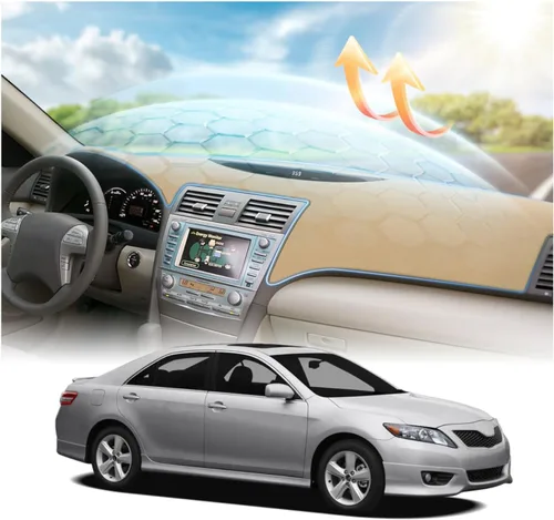 Vista 77 de CARTIST Cubierta negra para salpicadero para Toyota Solara 2004-2008, antideslizante, antirreflejo, protección UV, tapete interior de primera calidad