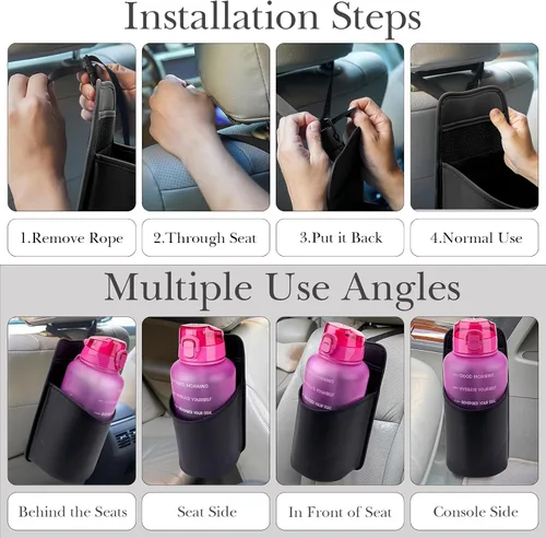 Vista 4 de Linkidea Soporte extra grande para botella de agua lateral para asiento de automóvil, compatible con EYQ de 128 onzas, botella deportiva Hydracy