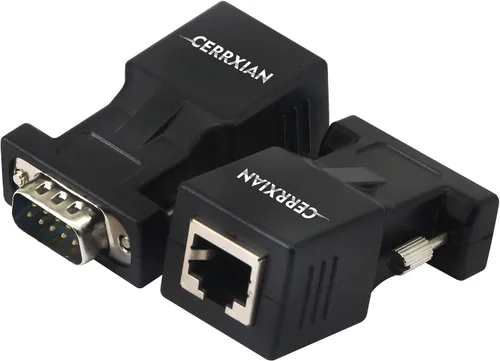 Vista 3 de CERRXIAN DB9 RS232 macho y hembra a RJ45 hembra puerto COM a LAN Ethernet Cat5e Cat6 adaptador extensor de acoplador serie (paquete de 2)