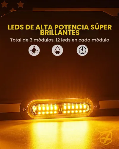 Vista 7 de Xprite 36 luces LED estroboscópicas para matrícula, bandera de EE. UU., luces delanteras/traseras, 22 modos de precaución, marco de precaución