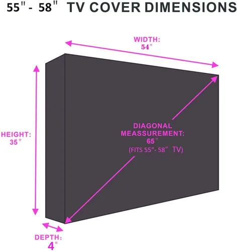 Vista 5 de Funda de TV para exteriores de 55 a 58 pulgadas, con cubierta inferior, fundas de TV impermeables 600D y material resistente a la intemperie a Negro