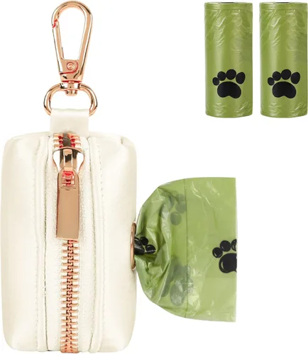 Vista 24 de Lionet Paws Lindo soporte para bolsas de excrementos de perro con bolsa para correa, dispensador de seda para perros, collar a juego Azul
