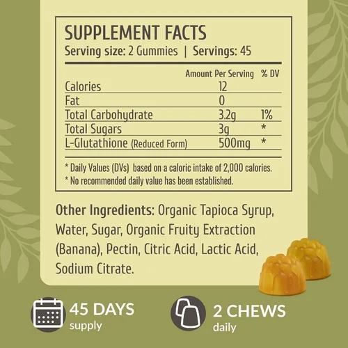 Vista 3 de HERBAMAMA Gomitas reducidas de glutatión – 500 mg de L-glutatión para apoyo de limpieza hepática – Suplemento de hígado vegano, sin OMG – 90